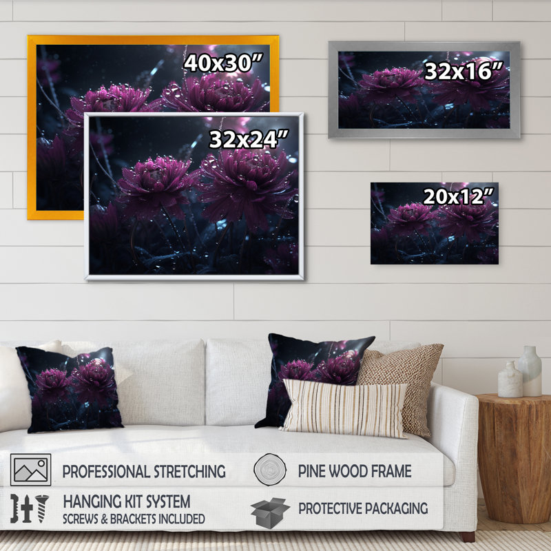 «Pink Lotus Divine Resilience V», reproduction sur toile, H 30 po x l 40 po x P 1,5 po, Cadre flottant doré