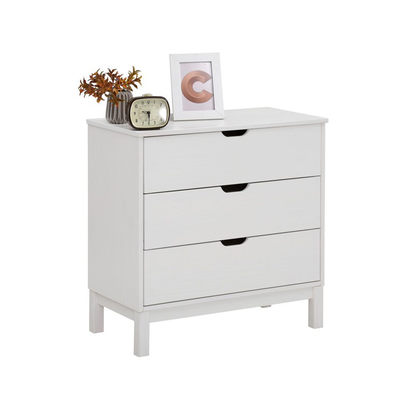 Eisenberg Solid Wood 76cm W 3 - Drawer Chest of Drawers, White