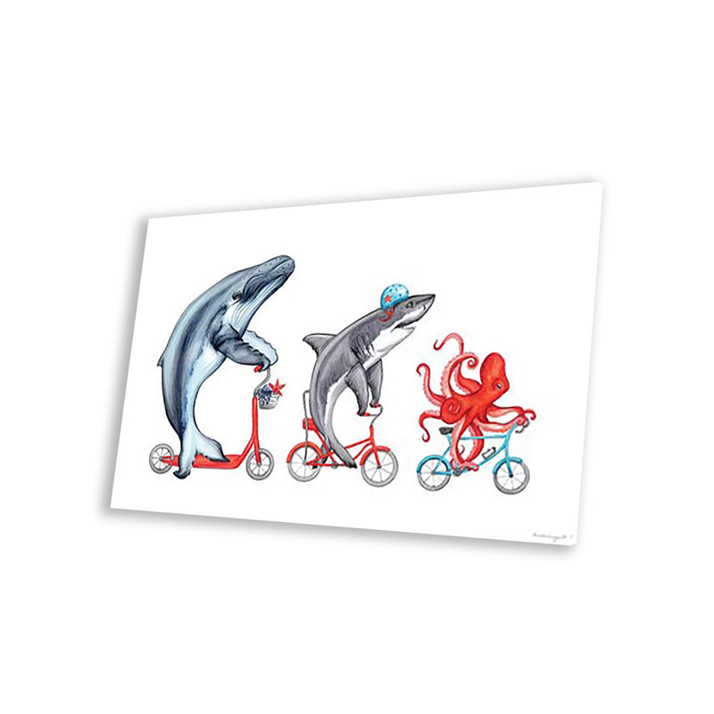 Trio d'animaux marins sur verre acrylique, H 24 po x l 16 po x P 0,25 po