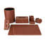 Cognac Leather Coaster Set With Holder