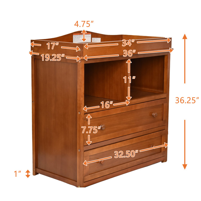 Commode à langer avec coussin Farrish, Pacane