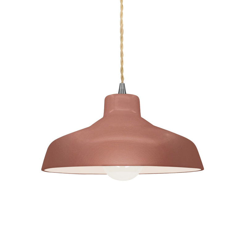 Luminaire suspendu à 1 lumière Aschwin - DEL intégrée, Argile du Canyon, Nickel brossé, H 5,5 po x l 11,5 po x P 11,5 po