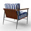 Fauteuil d'appoint rembourré à motif blanc et bleu-1418290476