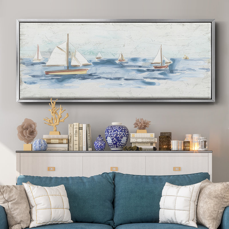 Bateaux sur l'eau I, H 20 po x l 50 po x P 1,5 po, Argent