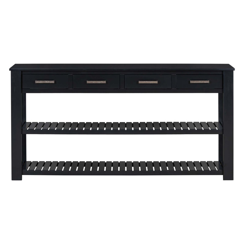 Élégante console d'entrée avec 4 tiroirs et 2 tablettes, Noir