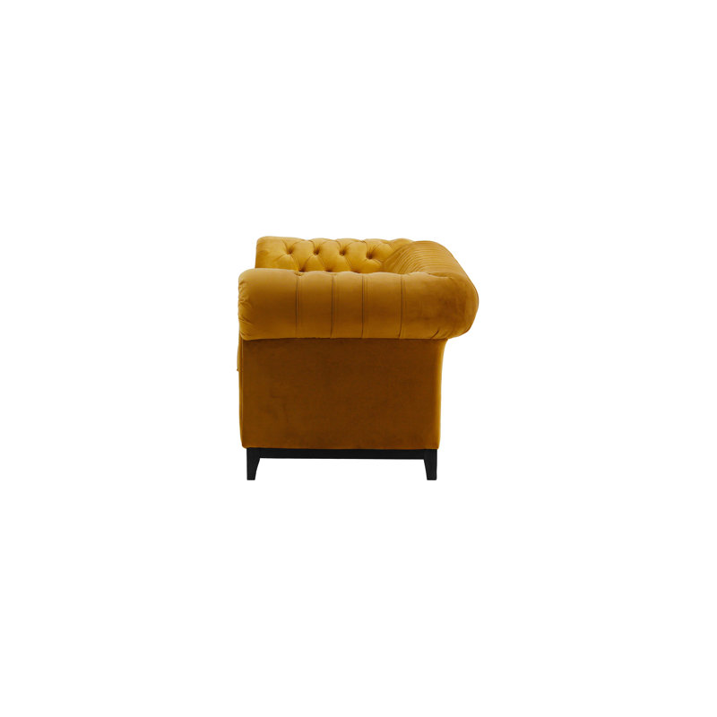 Fryar Velvet Sofa, Mustard, Black, 3