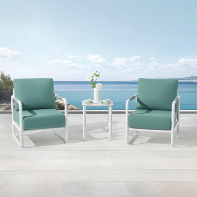 2-Seats Patio Conversation Sofa Set with Coffee Table and 6.7" Thickened Cushions