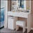 41" Large Size Left Drawer Desktop Vanity Table+Cushioned Stool, Extra Large Touch Control LED Mirror, 3-color Switch, Multi Layer High Capacity Storage Fashionable Dresser, Suitable For Large Space-669772777