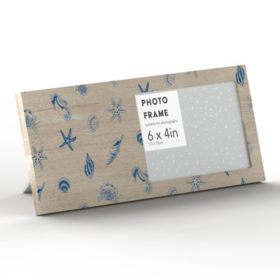 Matte Wood Single Picture Frame in Brown/Blue