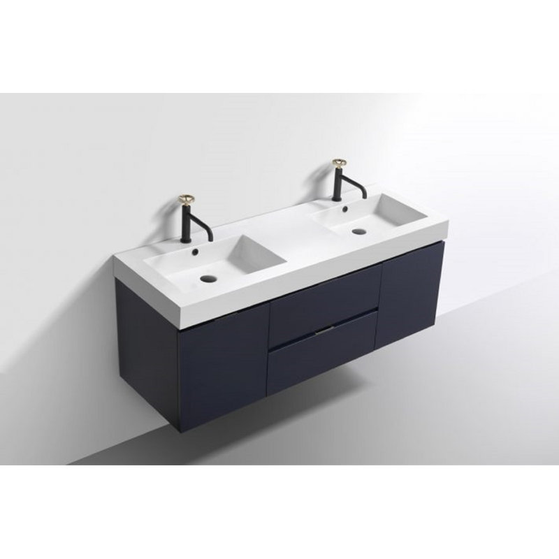 Royka 59'' Double Bathroom Vanity with Acrylic Top, Blue