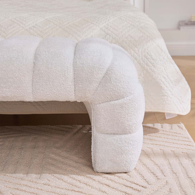 Banc rembourré moderne sans accoudoirs, Ivoire ivoire
