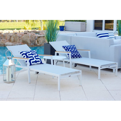 Ensemble de chaises longues d'extérieur 3 pièces Milan en gris clair