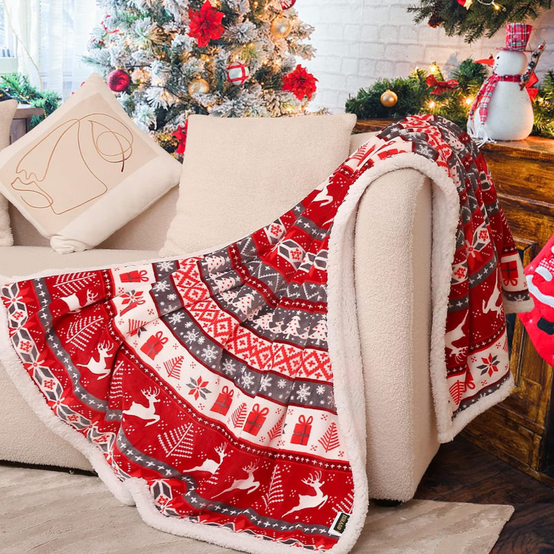 Throw Blanket, Red/Gray