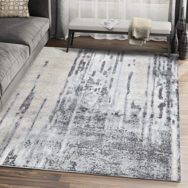 Tapis gris délavé tissé à la machine Patterson, Rectangle 5 pi 3 po x 7 pi 6 po