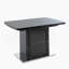 Table de salle à manger rectangulaire moderne de 47,24 à 63 po, extensible, avec plateau de table en marbre noir imprimé et pieds de table de rangement avec base en métal-290267448