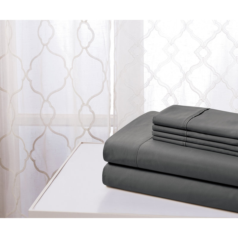 Kathy Ireland 6 Piece Cool Max Soft Sheet Set - 6 Colors, Dark Gray, King Sheet Set + 1 Fitted Sheet + 4 Pillowcases