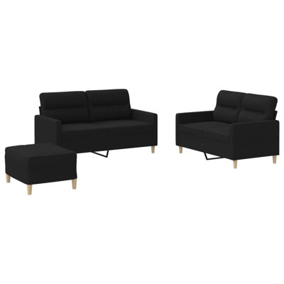  Sofa Set Black Polyester, Metal, PVC-coated polyester, Plywood Medium