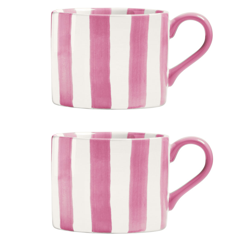 Stripes Stoneware Coffee Mug, Pink