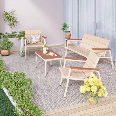 4-person Patio Set Beige Patio Conversation Sets