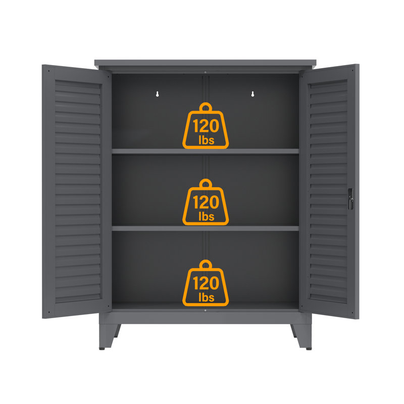 Armoire à outils en métal de 119 cm de hauteur, couleur ardoise, idéale pour garage, entrepôt, bureau ou buanderie.