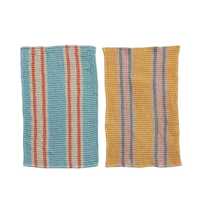 Cottage Charm Cotton Waffle Weave Tea Towels, Multicolor, Set of 2