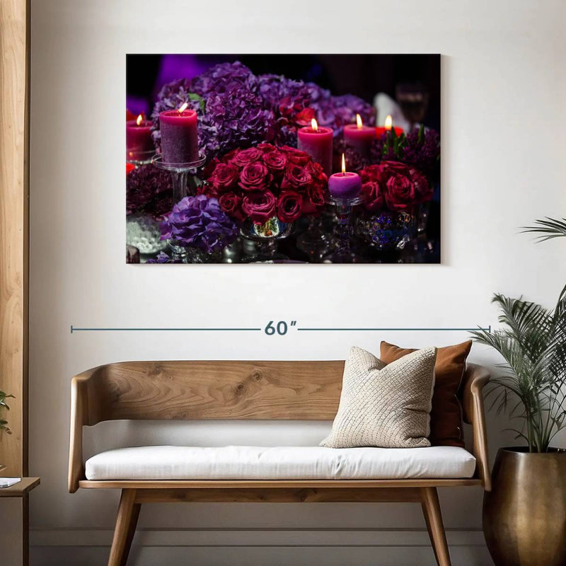 Harnek Purple Roses And Candles, 30" H x 45" W