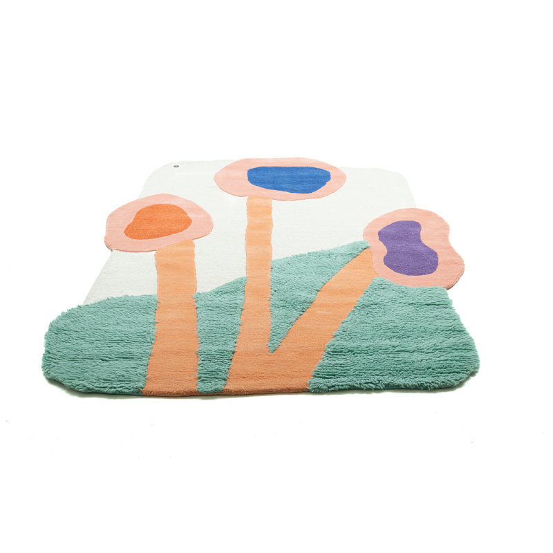 Floral Wool Hand Woven Area Rug, Rectangular 140 x 200cm