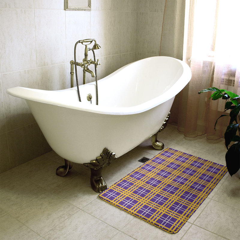 Memory Foam Non-Slip Bath Rug, 21" W x 34" L, Purple/Yellow 2