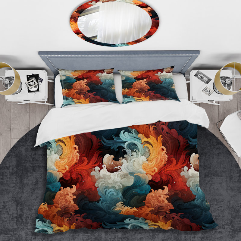 Multicolor Harmony Within Chaos Coastal Zen - Ensemble de housse de couette abstrait
