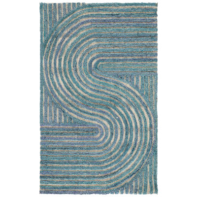 Stalvey Abstract Handmade Tufted Blue Area Rug
