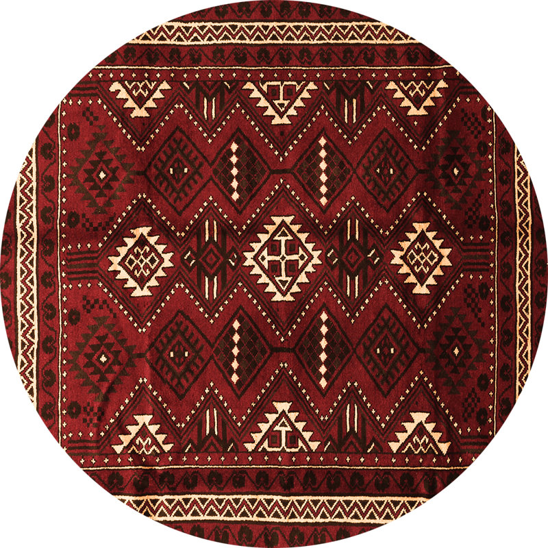 Tapis rouge / brun en laine / polyester tissé à la machine Francita Southwestern
