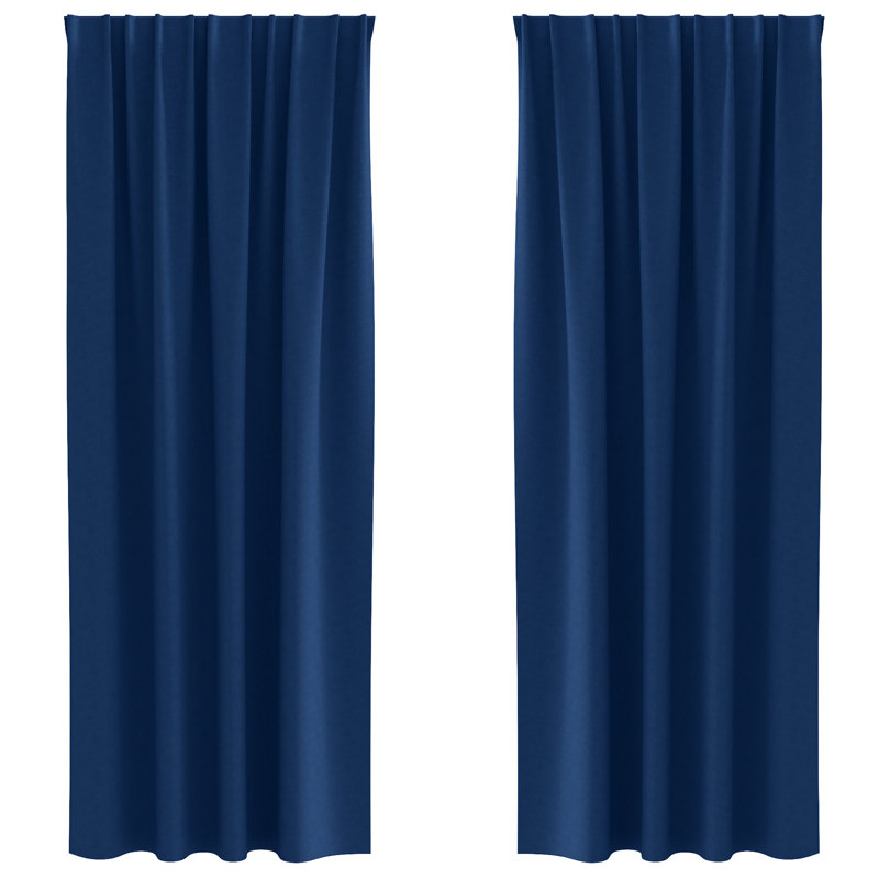 Curtains With Curtains 2 Pcs Polyester, Dark Blue, 140cm Width x 260cm Drop