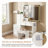 31" Slim Vanity – Sliding LED Mirror Reveals 2 Hidden Cubbies, 9 Total Spaces, 2 AC + USB-C Power Hub, PU-Cushion Stool, Scratch-Proof White Finish
