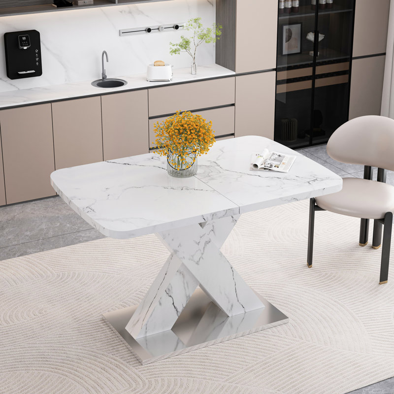 Table de salle à manger extensible Modern, Blanc