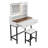 Makeup Vanity With Led Lighted Mirror,  360° Rotatable Mirror, Vanity Desk With 2 Drawers,Power Outlet And 3-Tier Shelves, Amber Glass Table Top, Dressing Table With Sturdy Metal Leg And Stool