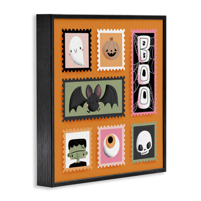 Spooky Cute Halloween Stamps Framed Giclee, design by Sarah Hickman