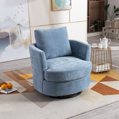 Yelina Polyester Slipcovered Swivel Barrel Chair