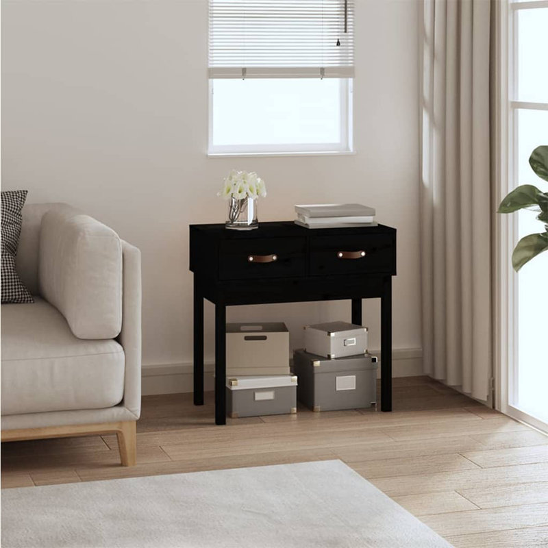 Kaeli Solid Wood Console Table, Black, 75 cm H x 76.5 cm W x 40 cm  D