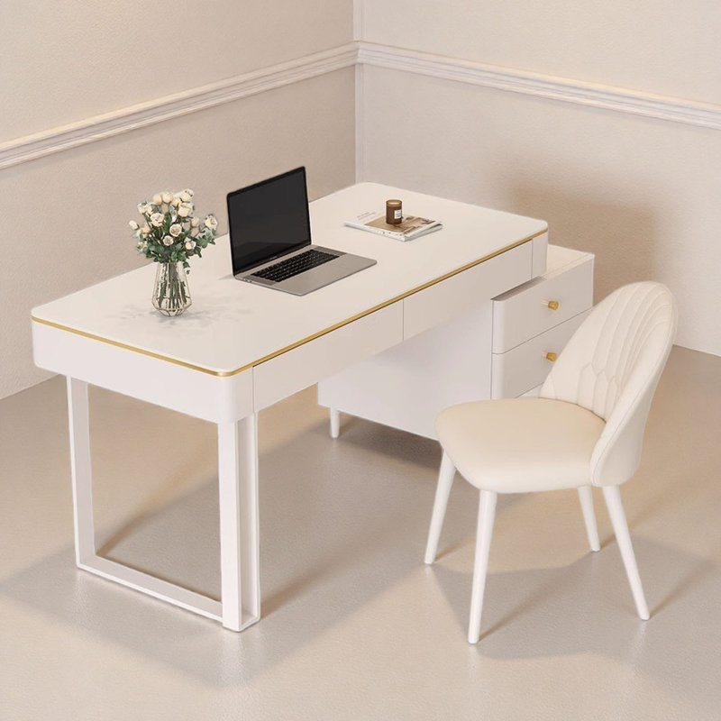 Bureau crème avec rangement spacieux, H 29,5 po x l 39,4 po x P 19,7 po