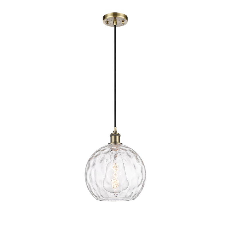 Luminaire suspendu sphère 1 lumière Roxane, Laiton antique, H 13 po x l 10 po x P 10 po, DEL