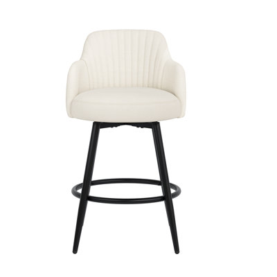 Tabouret de comptoir pivotant Kepler 26"H rembourré avec pieds en métal, design capitonné (ensemble de 4)