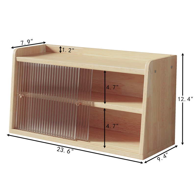  Double Layer Large Bread Box Bread Storage Bin Wood Food Storage Container, Beige