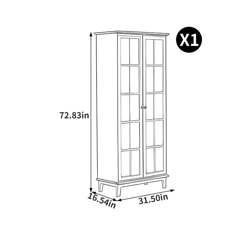 Bibliothèque de style américain avec portes en verre