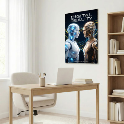 Digital Reality Quantum Fusion Robot Art Canvas Wrapped Wall Art Oil Painting Print Set Of 1