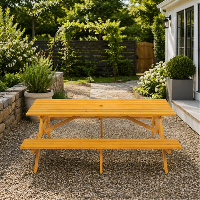8-Person Outdoor Picnic Table – Camping Dining Table with 2 Seats (2 Benches), 2220lb Capacity, for Garden