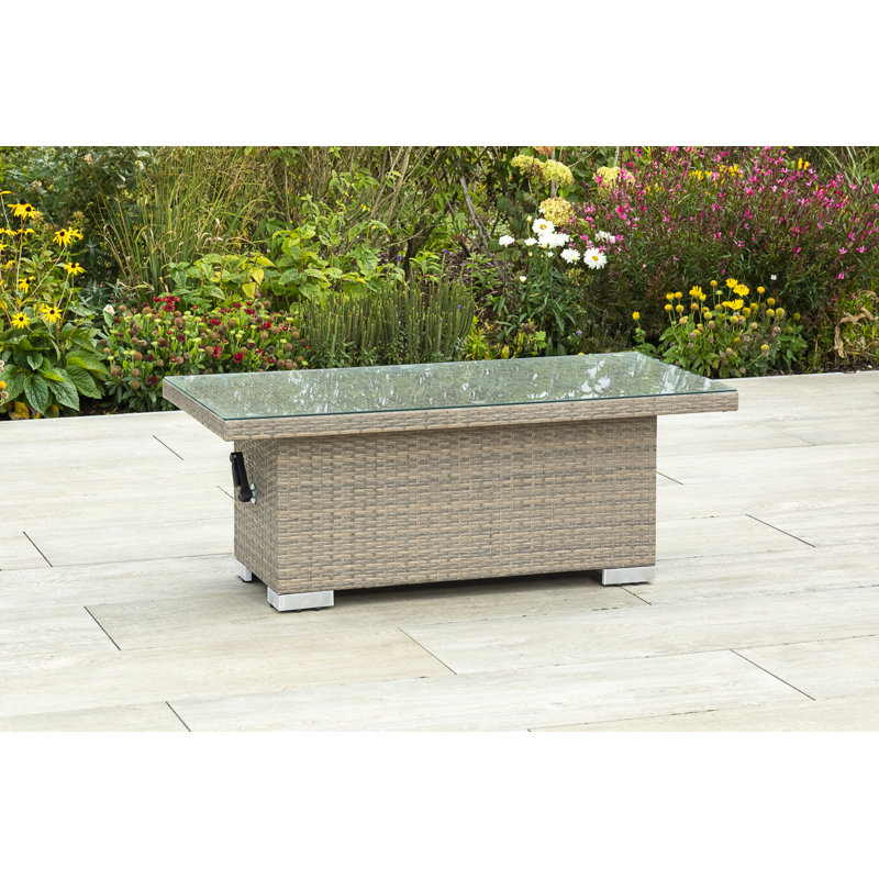 Sigli Rectangular Glass Steel Outdoor Dining Table - 120 cm W 60 cm D