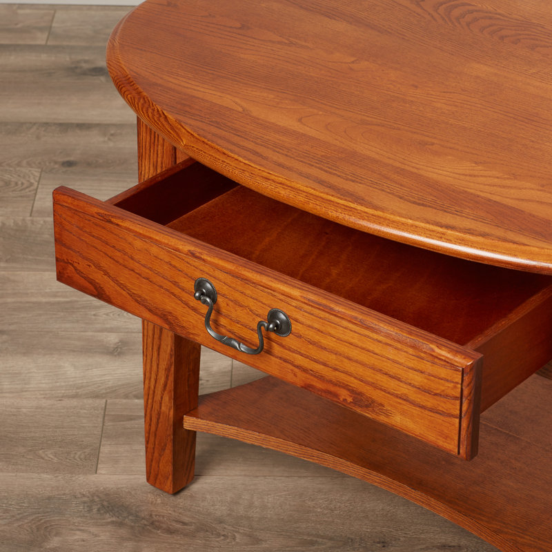 Oval Solid Wood Coffee Table, Medium Oak