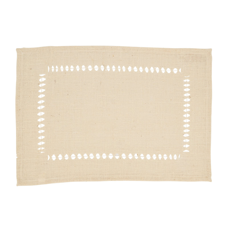 Ivory Jute Hemstitch Rectangle Placemats Set of 4