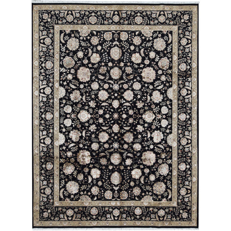 Tapis noir de haute qualité noué à la main