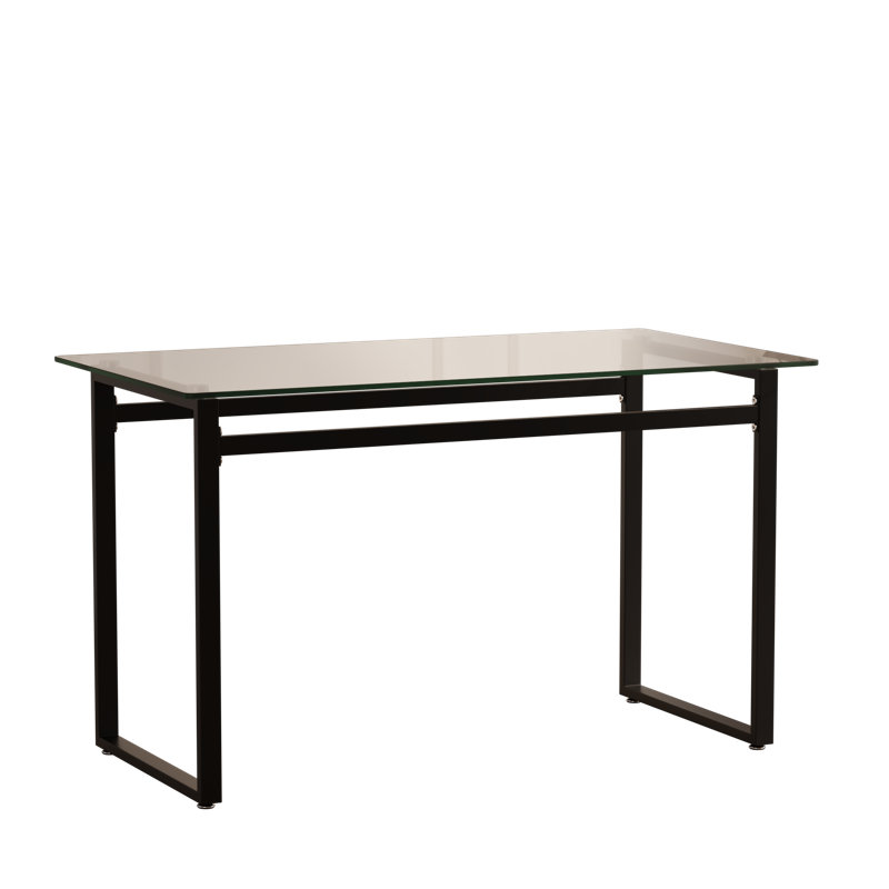 51" Modern Minimalist Rectangular Glass Dining Table For 4-6 With 0.31" Tempered Glass Tabletop And Black Chrome Metal Legs, Writing Table Desk, For Kitchen Dining Living Room (0 Damage)